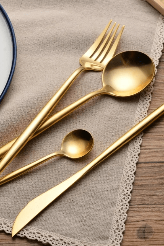 Sleek gold cutlery