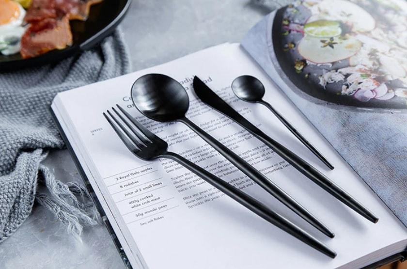 Sleek  black cutlery